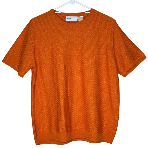 Alfred Dunner VTG Knit Top Women's Short Sleeve Orange Textured Size L USA made - Picture 1 of 6